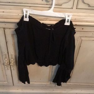 black off the shoulder long sleeve top